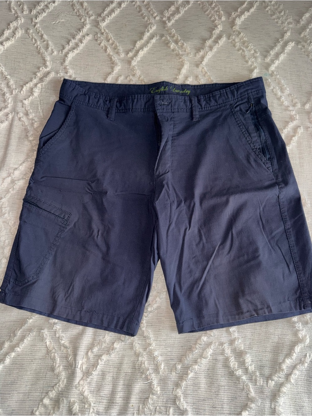 English Laundry Navy Stretch Utility Cargo Shorts – Men’s 34